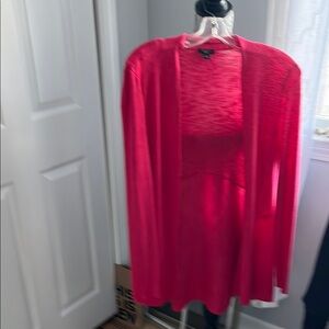 Pink Lightweight Cardigan Sweater with Open Front